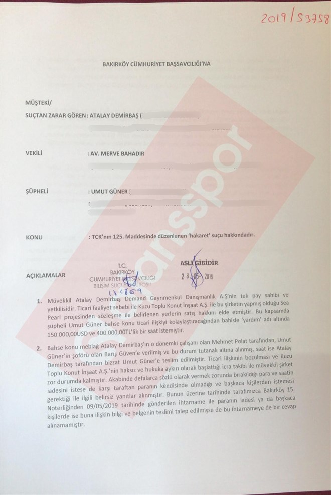 Cumhuriyet Savcılığı’na yapılan suç duyurusu