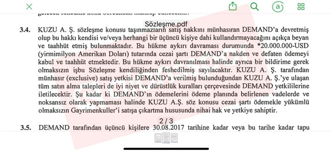 Kuzu Grup ile Atalay Demirbaş’ın sahibi olduğu Demand arasında imzalanan sözleşme.