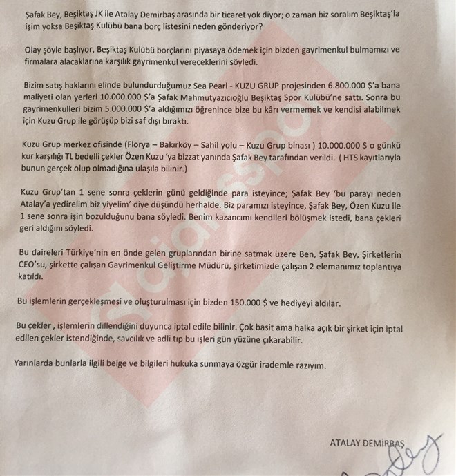 Atalay Demirbaş’ın imzalı ifadesi...