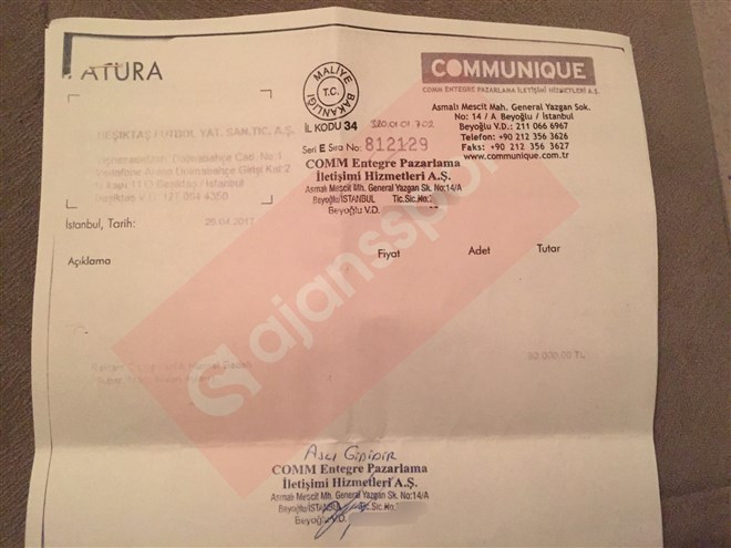 İşte fatura... Miktar 30 bin lira.