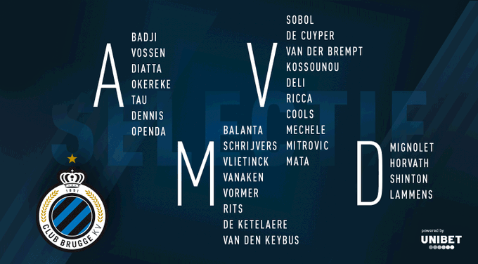 İşte Club Brugge'ün kamp kadrosu!