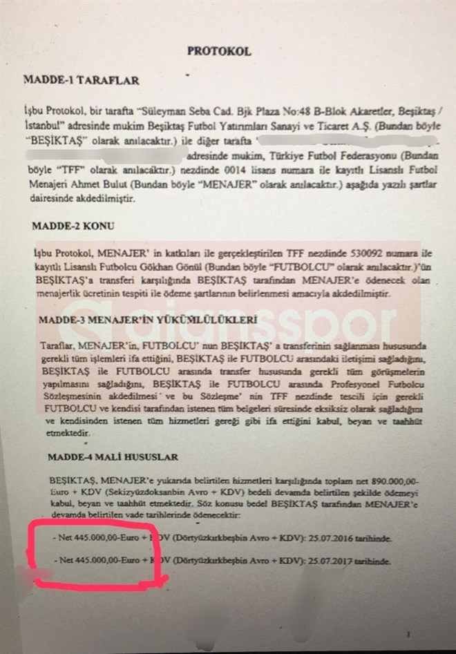 Gökhan Gönül'ün menajerlik sözleşmesi