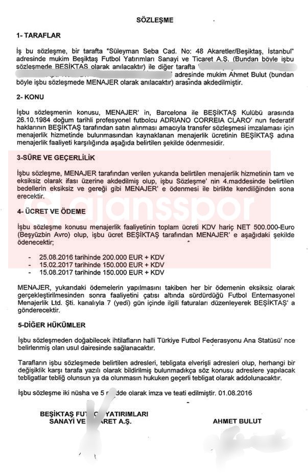 Adriano'nun menajerlik sözleşmesi