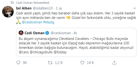 Diğer destek mesajları şu şekilde: