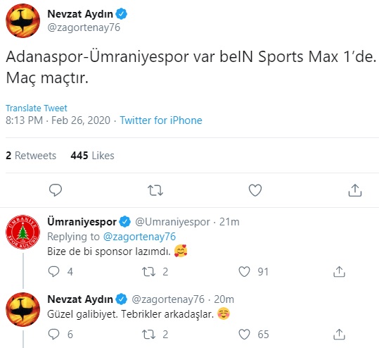 İşte o diyalog...