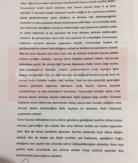 Tanıkların ifadeleri doğrultusunda hazırlanan tutanak...