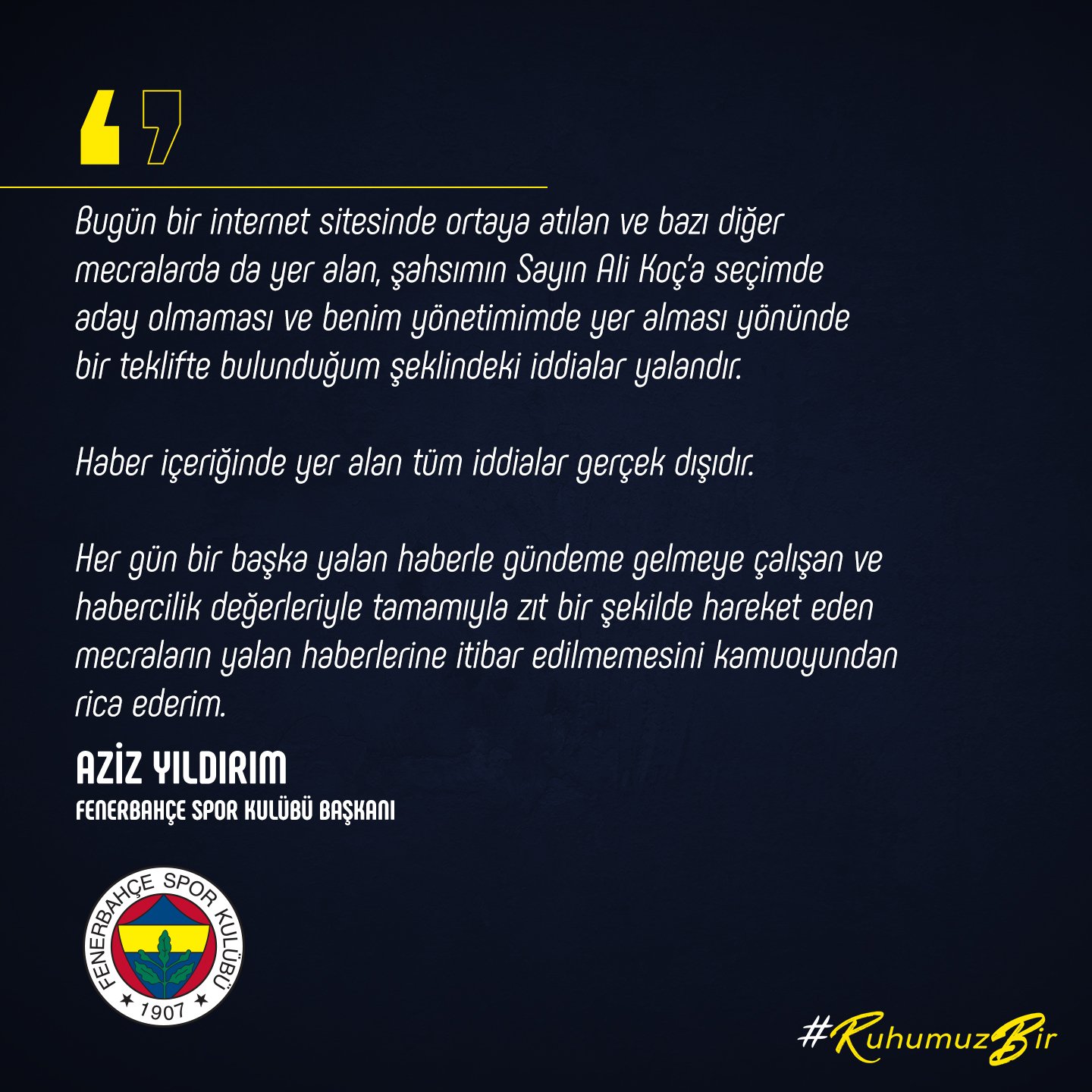 Aziz Yıldırım'dan Ali Koç açıklaması