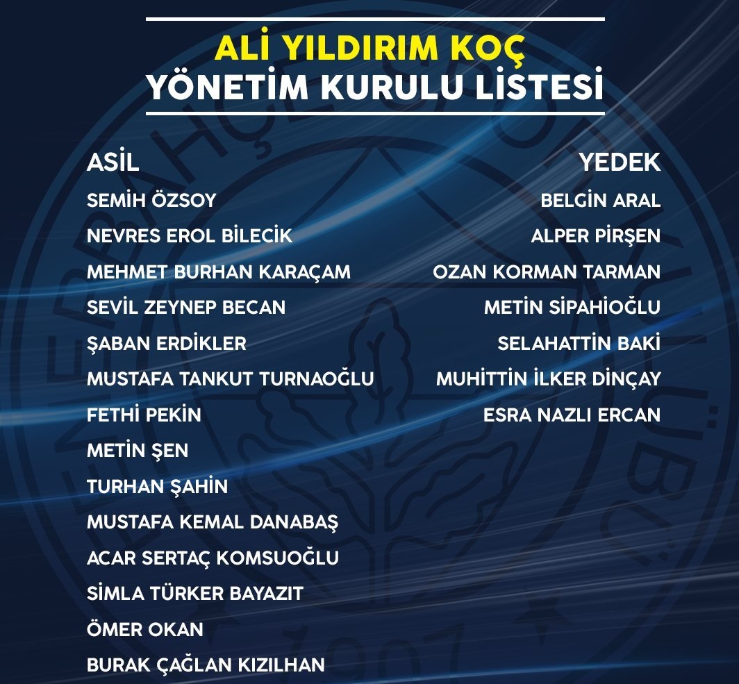İşte Ali Koç'un yönetim kurulu listesi!