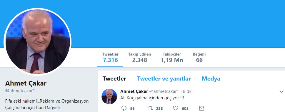 Çakar: Ali Koç içinden geçiyor