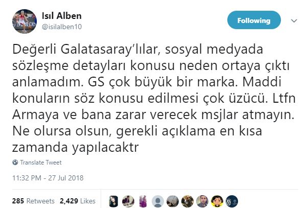 İşte Işıl Alben'in açıklaması: