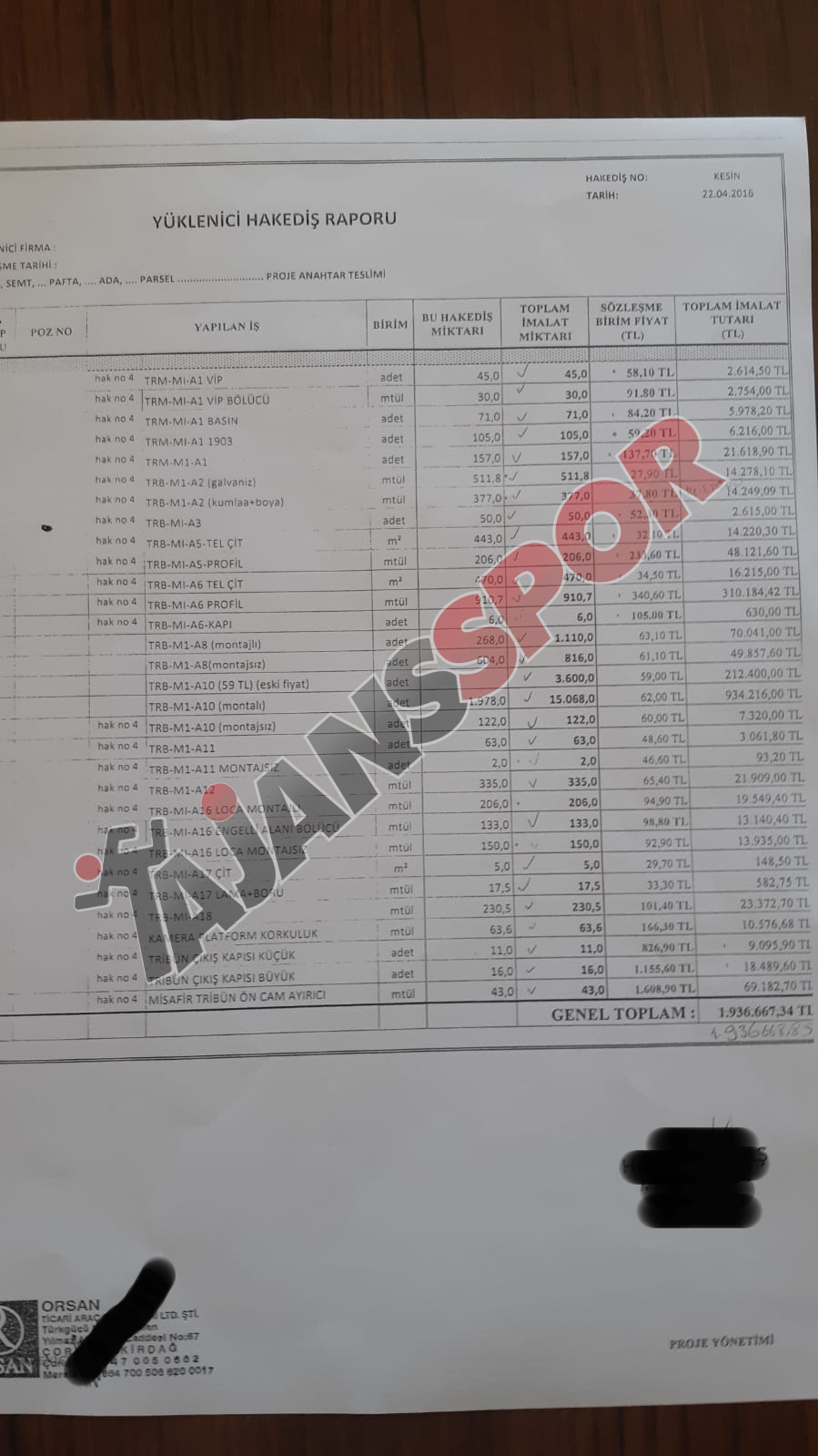 MİKTAR 1 MİLYON 936 BİN LİRA